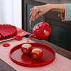 Chinese engagement red bride changes her mouth to worship tea cup lifting beam teapot tray wedding celebration kung fu tea set gift box