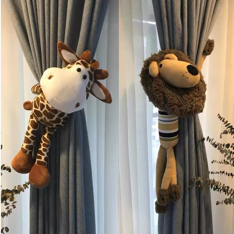 Cartoon Curtain Ties, a Pair of Animal Figurines, Curtain Decoration Accessories, Children's Room Ornaments, Quirky Gifts