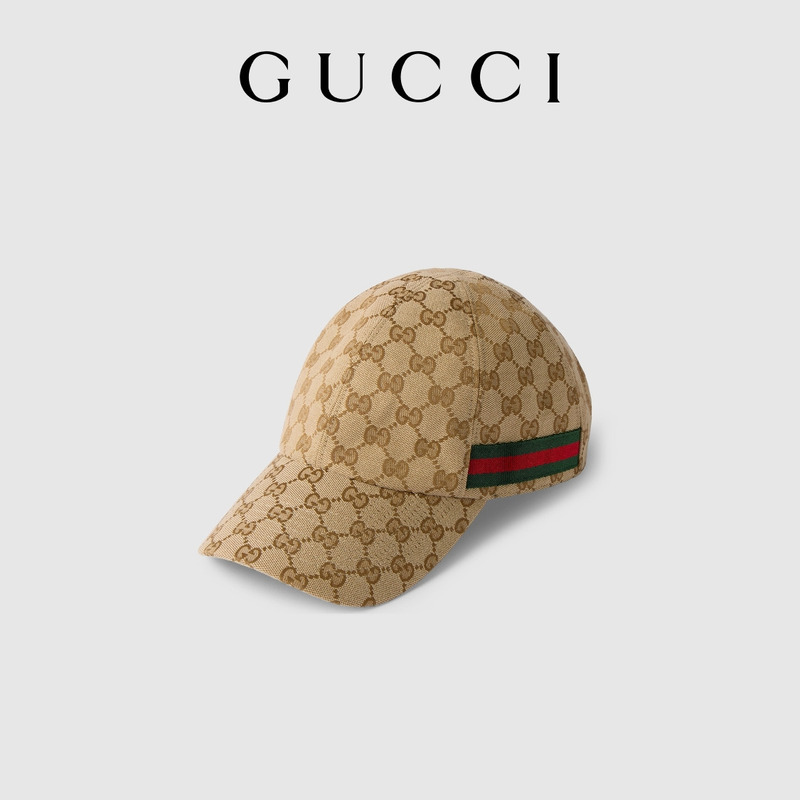[New] Gucci Gucci Striped Webbing Gg Baseball Cap
