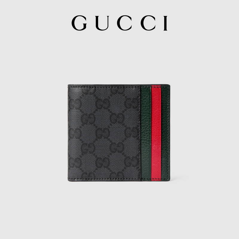 [New Style] Gucci Gucci Embellished Webbing Card Slot Bi-Fold Wallet