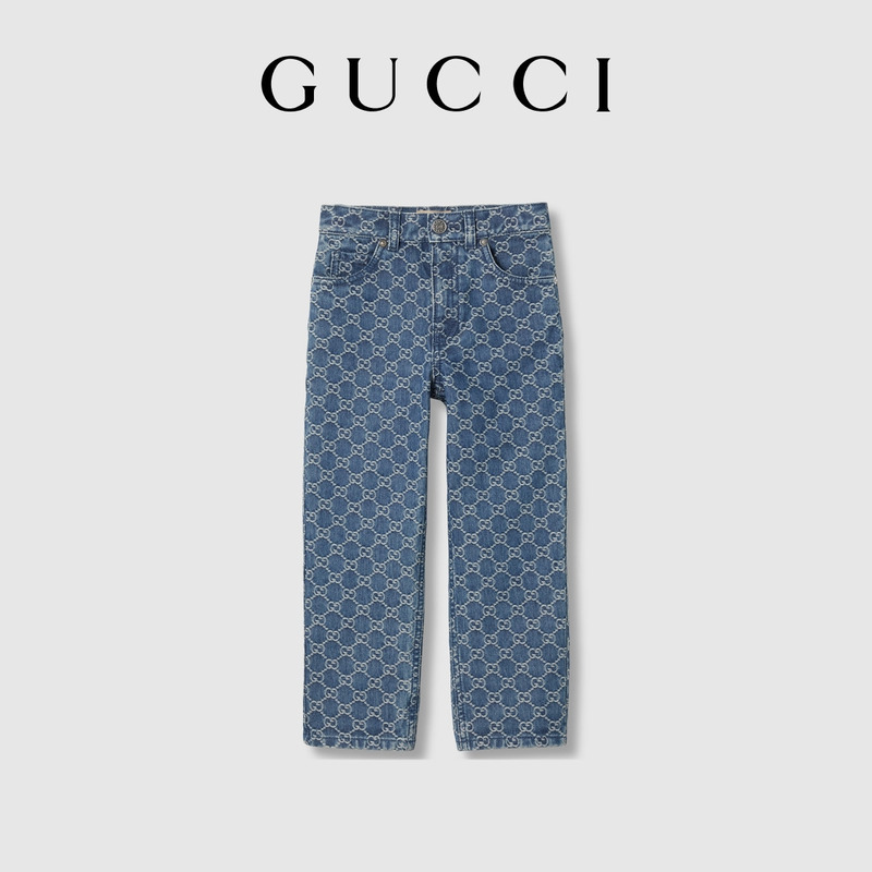 Gucci Kids' Gg Denim Jacquard Pants