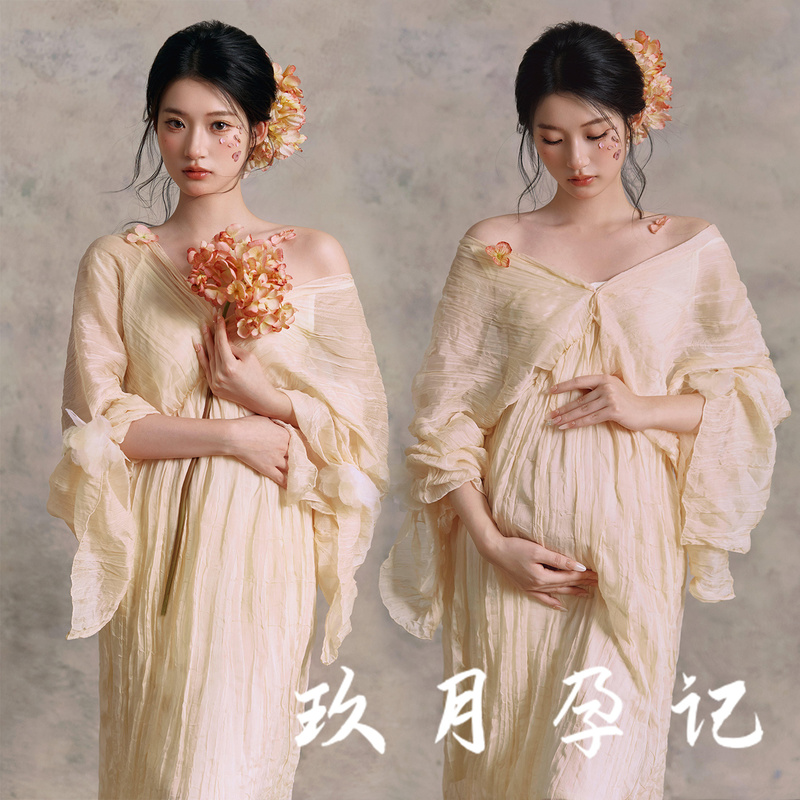 Photo Studio Maternity Photo Clothing, French Retro Style, Cool Style Dress, Elegant and High-End Photography Clothing for Pregnant Mothers Photo Studio Maternity Photo Clothing, French Retro Style, Cool Style Dress, Elegant and High-End Photography Clothing for Pregnant Mothers