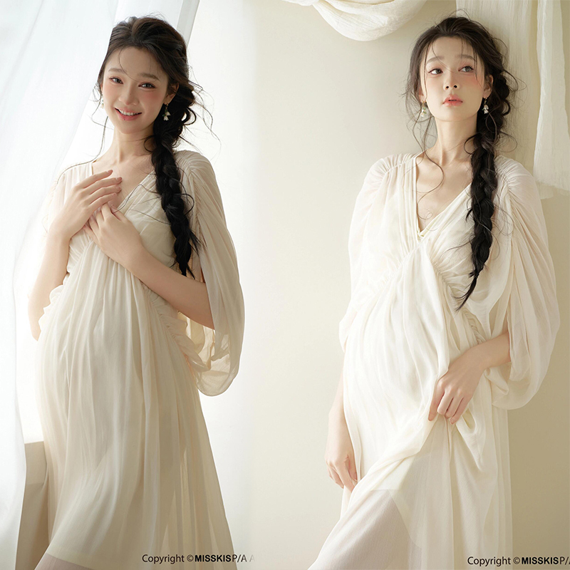 Maternity Photography Clothing Studio New French Retro Oil Painting Style Pregnant Mother Cool Artistic Photo Photography Dress