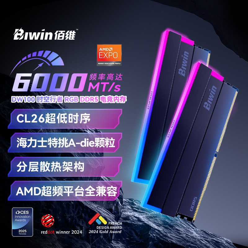Модуль памяти DDR5 Baiwei DW100 Time Traveler 32ГБ (16ГБx2) 6000МГц C26