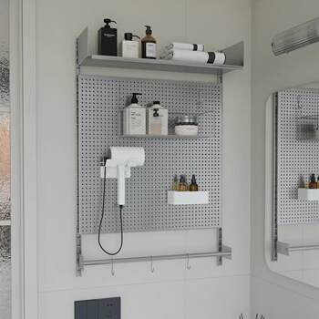 Stainless steel perforated board bathroom storage rack