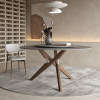 Solid wood round table slate dining table round with turntable modern simple wabi-sabi M style ash wood walnut color branch dining table