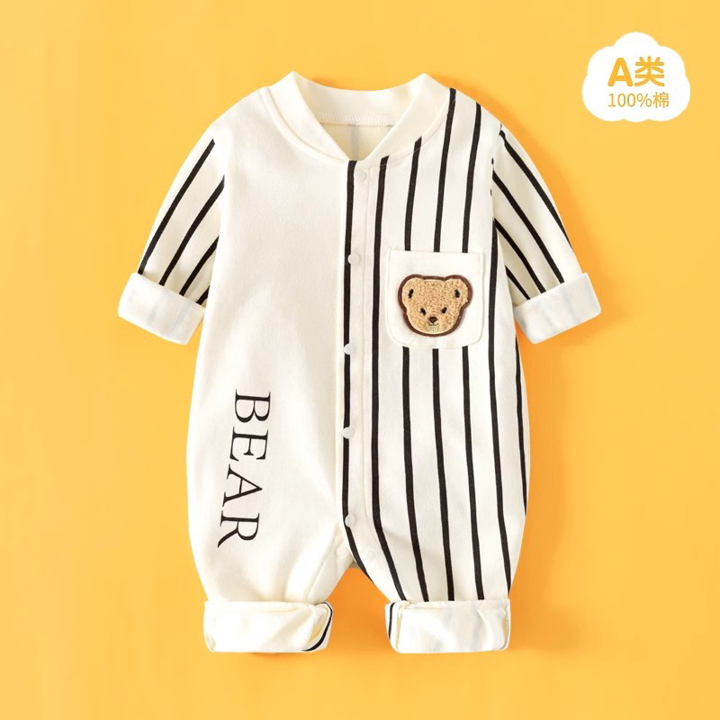 Italian Style Ttit Baby Jumpsuit Newborn Clothes Pure Cotton Spring and Autumn Baby Romper Crawling Clothes Outdoor Wear