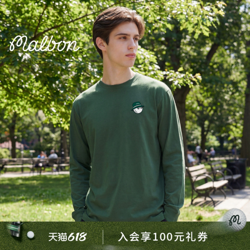 Malbon Icons Golf Men's Fashionable Casual Sports Logo Round Neck Pullover Long-Sleeved T-Shirt