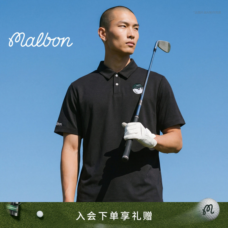Malbon Icons Golf Men's Casual Sports Logo Short-Sleeved T-Shirt Polo Shirt