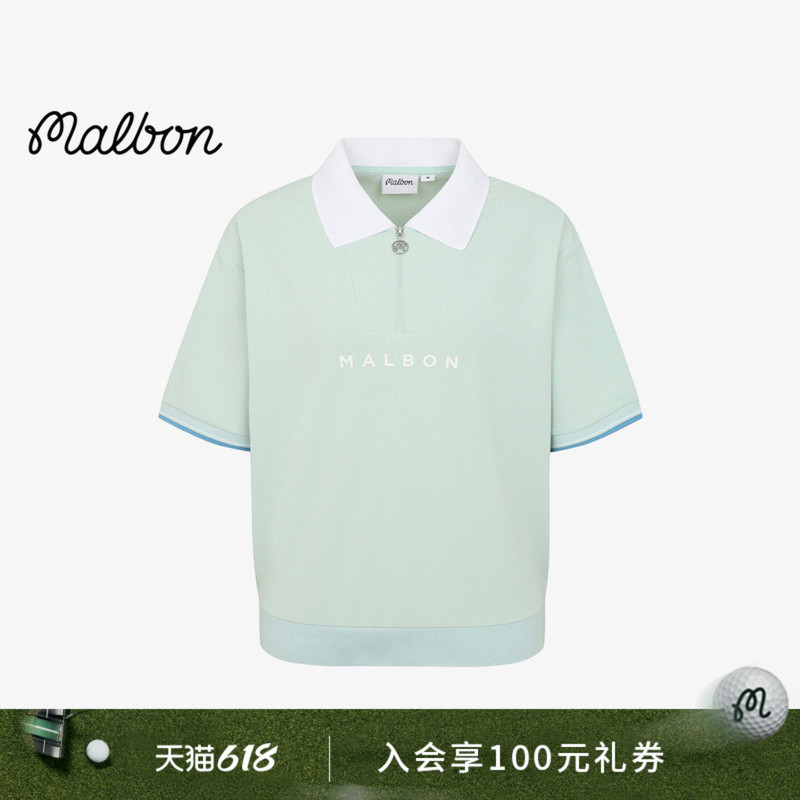 【Spring/Summer New Arrival】Malbon Women's Golf Casual Simple High-Style Half-Zip Short-Sleeve Polo Shirt 【Spring/Summer New Arrival】Malbon Women's Golf Casual Simple High-Style Half-Zip Short-Sleeve Polo Shirt