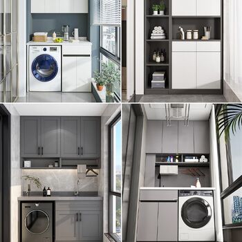 Shanghai whole house custom-made balcony washing machine cabinet combination integrated space renovation design decoration storage cabinet