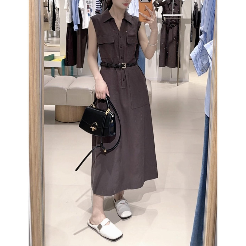 Yijia Mall Same Style 2026 Summer Workwear Style Sleeveless Shirt Dress Mid-Length Elegant Dress 1H4390141G Yijia Mall Same Style 2026 Summer Workwear Style Sleeveless Shirt Dress Mid-Length Elegant Dress 1H4390141G