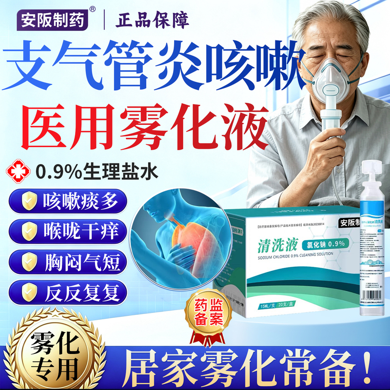 Bronchitis Nebulization Solution for Children and Adults, Cough and Asthma Relief, Expectoration and Cough Suppression, Special Saline Solution for Nebulization, Medical Grade Bronchitis Nebulization Solution for Children and Adults, Cough and Asthma Relief, Expectoration and Cough Suppression, Special Saline Solution for Nebulization, Medical Grade