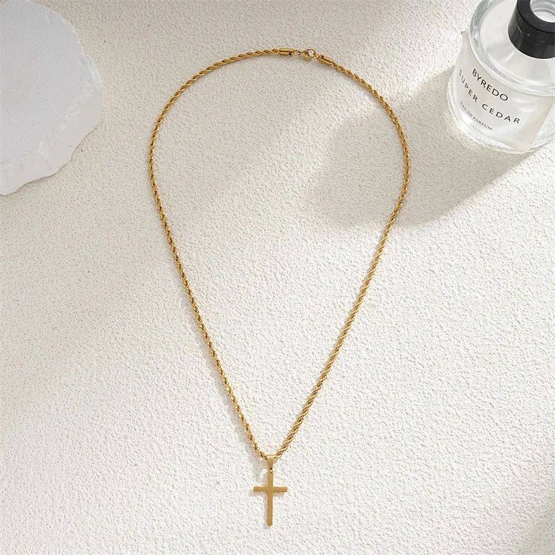 Серебряное ожерелье new cross pendant necklace for men women minimalist gold col