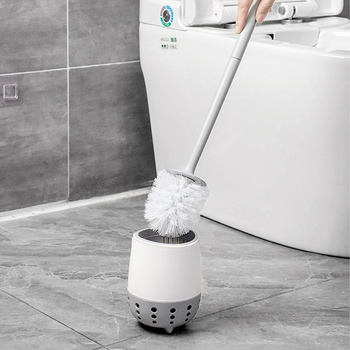 Toilet brush set, wall-mounted, punch-free, household bathroom, no blind spots, soft-bristled toilet brush, toilet cleaning tool