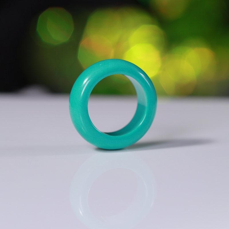 Hubei Original Natural High-Porosity Yajiaoshan Jelly Material Turquoise Running Ring Ring with Beads Versatile Accessory Hubei Original Natural High-Porosity Yajiaoshan Jelly Material Turquoise Running Ring Ring with Beads Versatile Accessory