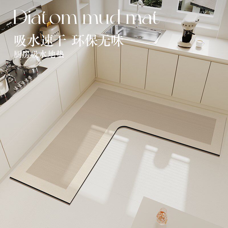 Special diatom mud soft floor mat for kitchen, wipe-free, non-slip, anti-oil floor mat, water-absorbing and oil-absorbing LZ type dirt-resistant carpet