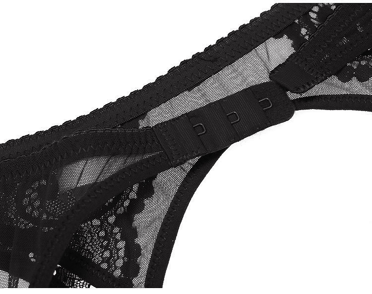 Châu Âu và Mỹ màu đen gợi cảm trong suốt ren garter silicone thép khóa tam giác đồ lót đặt kẹp giữ tất chân cho nữ