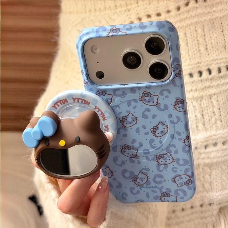 Roaring Leopard Print Kitten Phone Case with Magnetic Full Coverage, Airbag, Standable Magnetic Holder, Lightweight and Non-Clumsy, for Apple 17 Pro Max, Shockproof and Durable