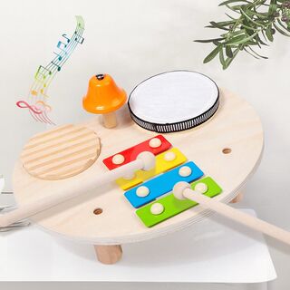 Children's wooden multi-functional piano percussion instrument baby game table drum music table educational toys