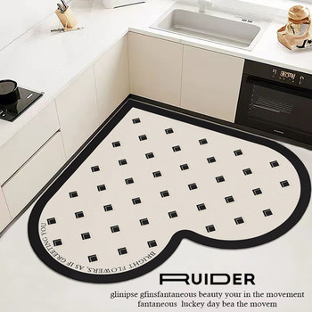 Heart-shaped french cream style kitchen floor mat waterproof and oil-proof wipeable no-wash pvc mat anti-slip carpet can be cut