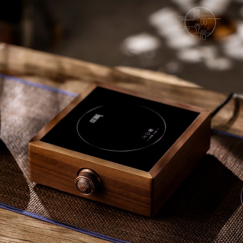Walnut stove intelligent electric ceramic stove silent tea solid wood tea stove iron P kettle glass tea stove tea set