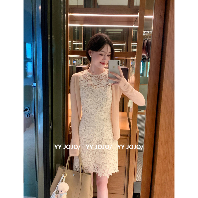 French-Style Lace Hollow-Out Sleeveless Tank Dress for Women, Summer Pure Desire Mature Style, Waist-Cinching Slimming A-Line Dress, Bodycon Dress French-Style Lace Hollow-Out Sleeveless Tank Dress for Women, Summer Pure Desire Mature Style, Waist-Cinching Slimming A-Line Dress, Bodycon Dress