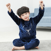 Boys pajamas autumn and winter children children winter thickened coral velvet flannel children Boy Home clothing set