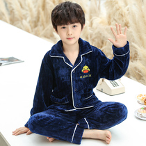 Childrens pajamas boys flannel padded winter suit