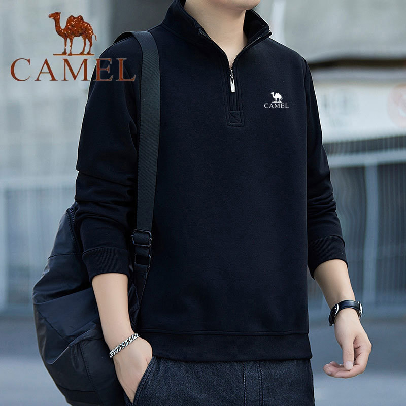 Camel Men's Sweatshirt 2025 Autumn/Winter Stand Collar Half-Zip Fleece-Lined Thickened Casual Cotton Pullover Top Camel Men's Sweatshirt 2025 Autumn/Winter Stand Collar Half-Zip Fleece-Lined Thickened Casual Cotton Pullover Top