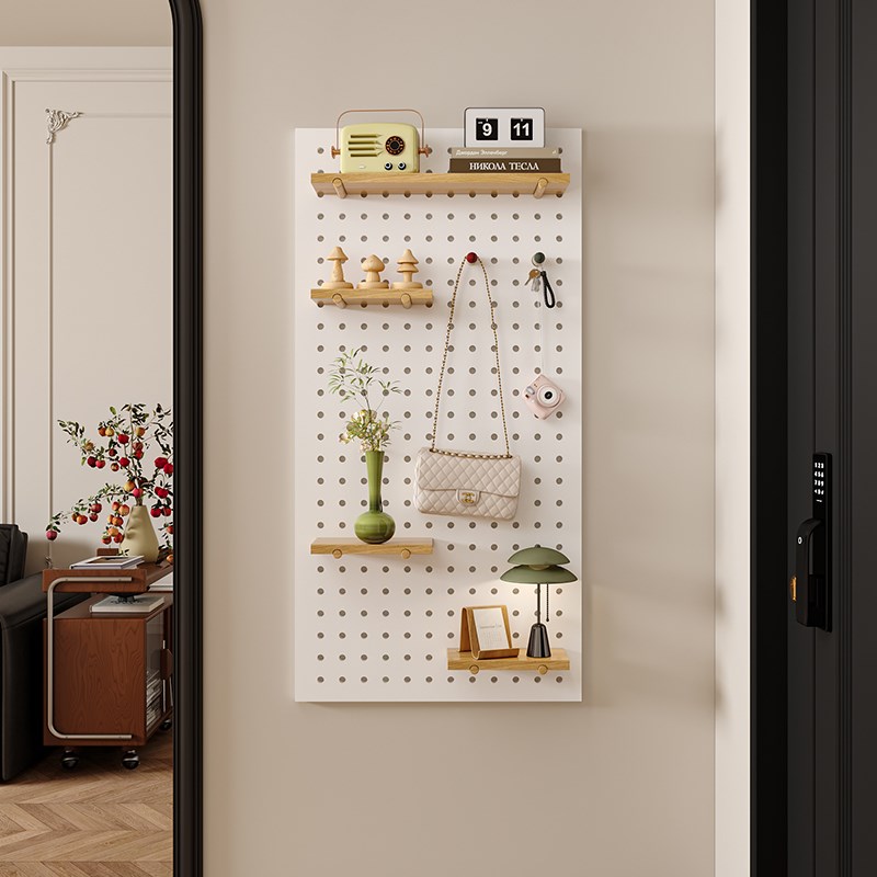 Hole board can be customized entrance wall storage rack y wall solid wood hanging board entry partition storage rack display rack