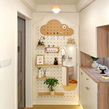 Solid wooden board hole board g storage rack entrance wall hole board custom size cloud hole board dressing