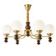 All-Copper Mid-Century Style Living Room Chandelier American Retro Black Walnut Solid Wood French Log High-End Bedroom Lamp