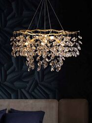 French Light Luxury Living Room Lamp, Simple Modern Bedroom Main Lamp, Nordic Retro Branch Dining Room Lamp, Crystal Living Room Chandelier