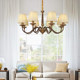 American-Style Living Room All-Copper Chandelier, Dining Room Lamp, Simple and Elegant Nanyang Villa Retro-Style Bedroom Lamp, Chandelier Lighting Fixtures