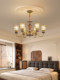 American-Style Retro All-Copper Glass Living Room Chandelier, French Mid-Century Style Solid Wood Dining Room and Bedroom Lamp, Creative Light Luxury and Elegant Design