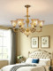 American-Style Retro All-Copper Living Room Chandelier, French Light Luxury Glass Dining Room and Bedroom Lighting Fixtures, High-End European-Style Villa Lamp