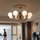 All-Copper Vintage-Style Living Room Chandelier, North American Imported White Ash Wood, Retro French High-End Lighting, American Light Luxury Lamp