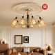 All-Copper American-Style Vintage Living Room Chandelier, Light Luxury Mid-Century Style, High-End Dining Room and Bedroom Lighting, French Creative Solid Wood