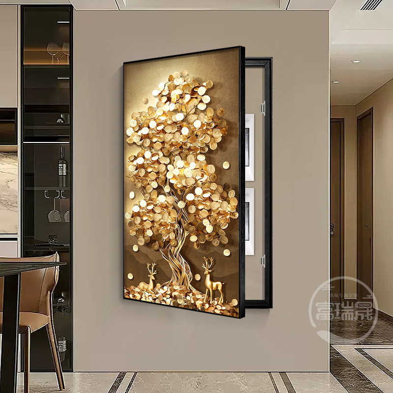 Luxurious Large-Size Decorative Cover for Electric Meter Box, Fire Hydrant, Multimedia Box, and Electrical Panel, Vertical Hanging Painting