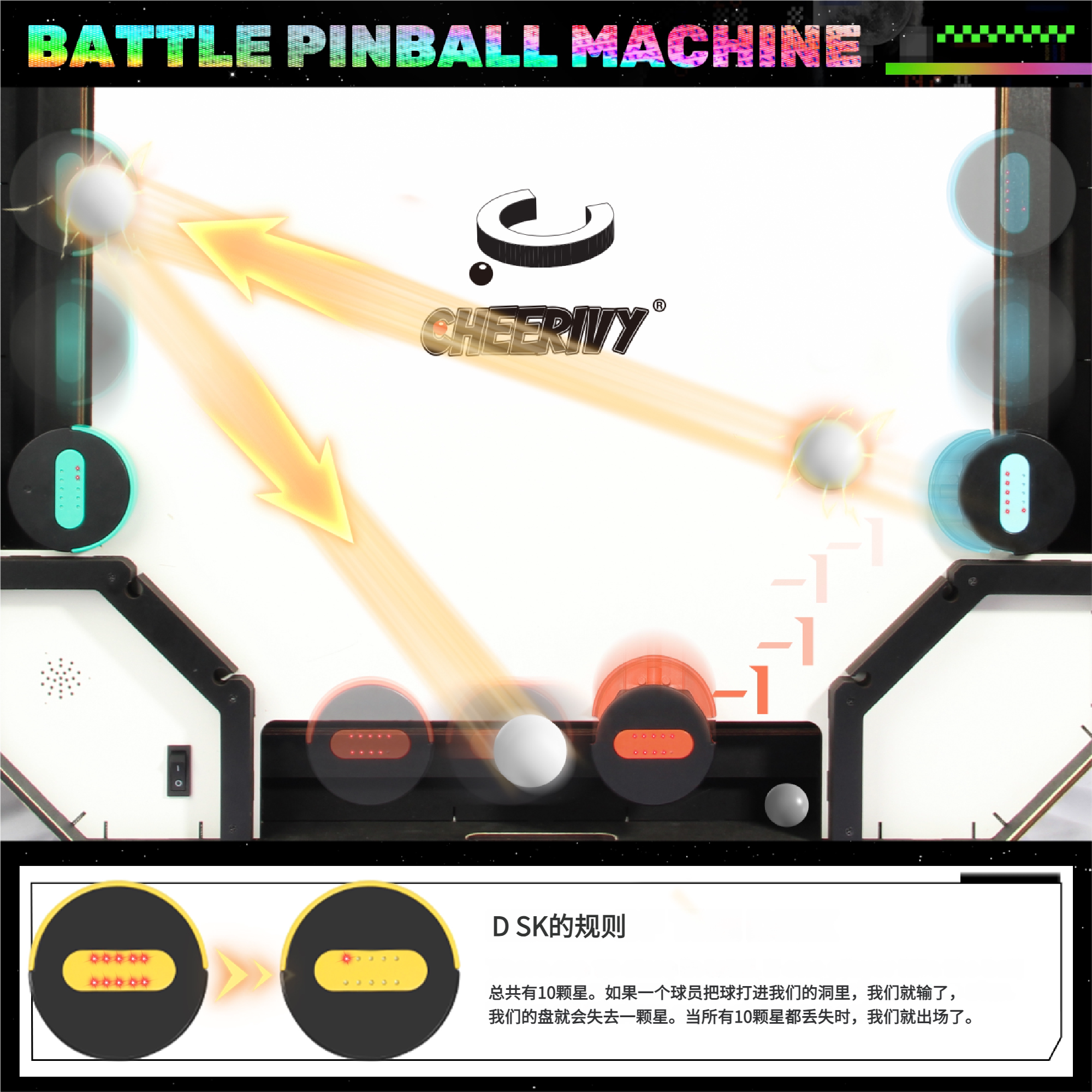 Мини-аркадный аэрохоккей SQarcade зеленый