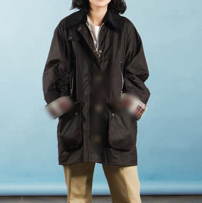 【Big Price Drop!】Collaboration Model, Mid-Length Waxed Leather Jacket, Complete with Three Logos, High Quality