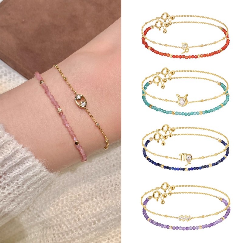[in Stock] Birthstone Zodiac Sign Bracelet, Light Luxury Versatile Jewelry, ins Styles, High-End Celebrity Style