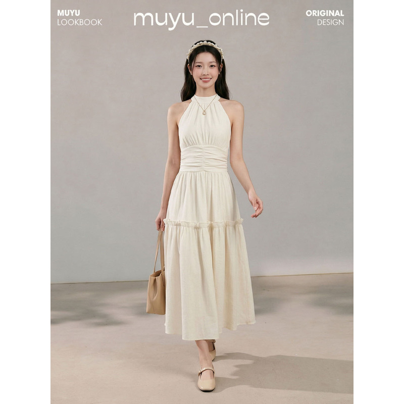 French Resort-Style Halter Neck Dress for Women, Summer Sleeveless, Waist-Cinching, Gentle Dress That Covers the Belly, Makes You Look Slimmer, with a Light Luxury and High-End Feel French Resort-Style Halter Neck Dress for Women, Summer Sleeveless, Waist-Cinching, Gentle Dress That Covers the Belly, Makes You Look Slimmer, with a Light Luxury and High-End Feel