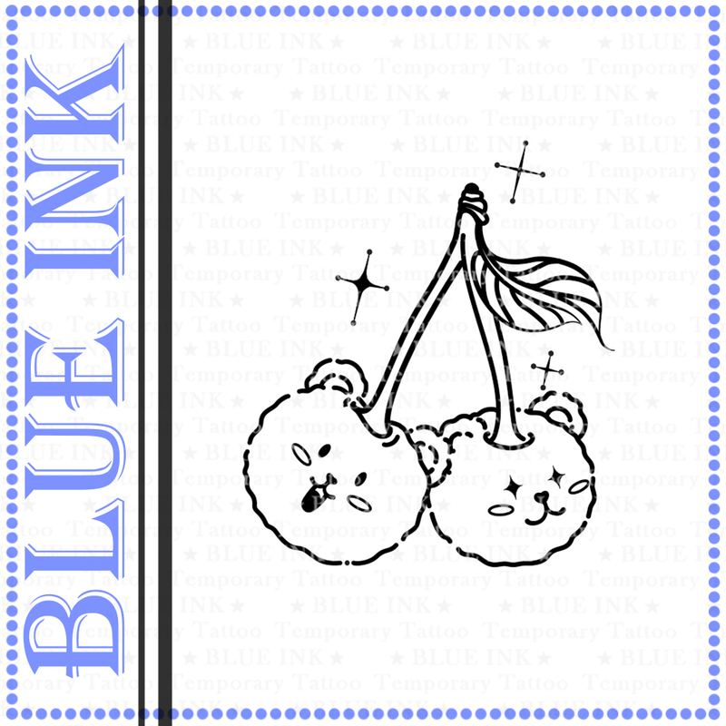 Blueink Good Night Stickers】120 Cherry Bear Cute Original Design Waterless Herbal Tattoo Stickers