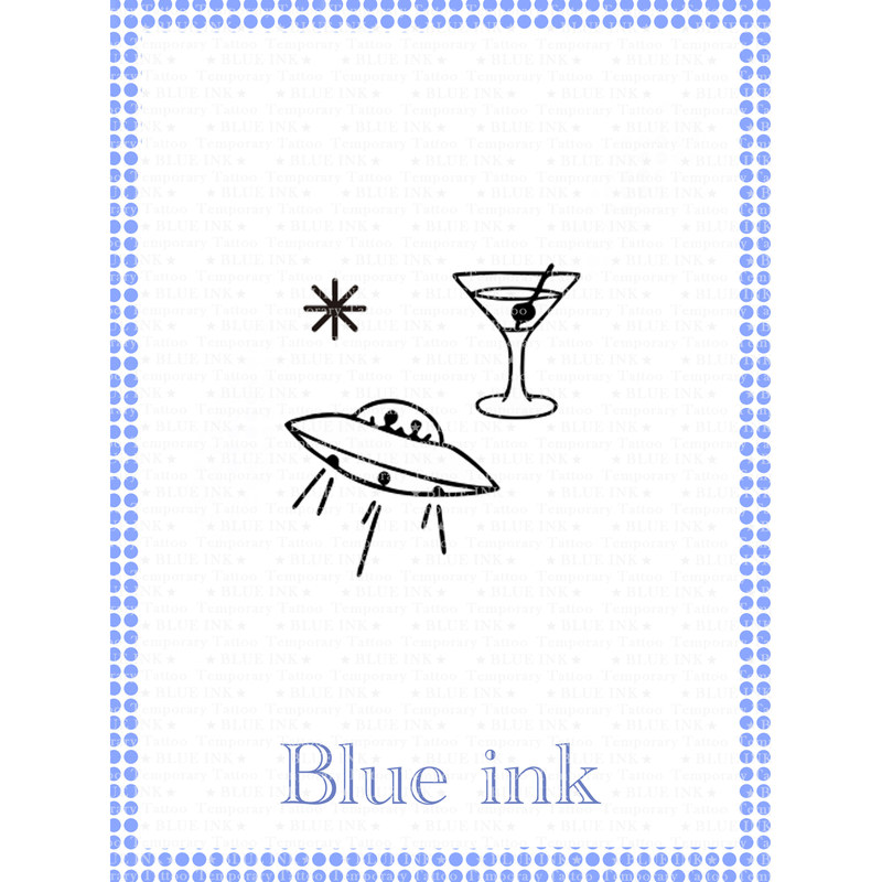 Blueink Good Night Sticker】217 Spaceship Martini Triangle Cup Olive Retro Space Style Small Tattoo Sticker for Men and Women