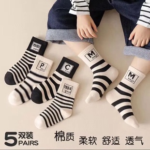 男女童秋冬季中筒潮袜5双