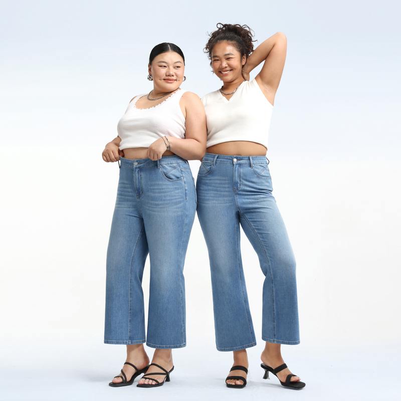 Exclusive for Large-Size Apple Products | Extra Plus-Size Women's Flared Jeans, Size 26, New Summer Style, Women's Cropped Acetate Flared Pants.