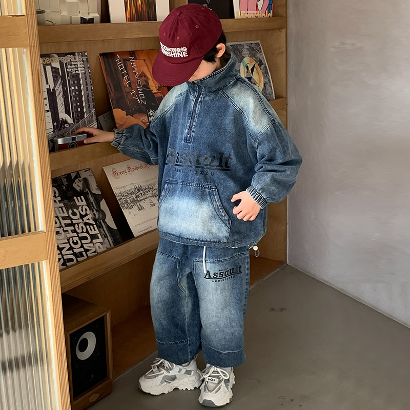 Children's Clothing Spring Loaded Boy Cowboy Suit 2024 Spring Autumn New CUHK Child Spring Two Sets Of Fried Street Tide Boy-Taobao