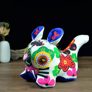 Folk pure handmade cloth tiger fabric decoration ornaments longevity tiger gift to elders birthday gift for the elderly